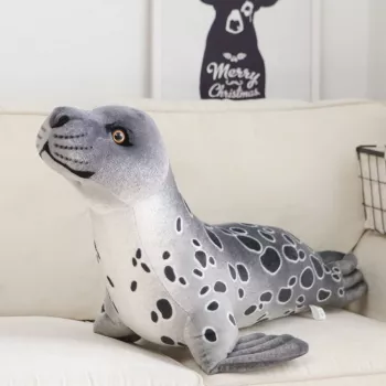 LEAN TOYS Plush Mascot Cuddly Toy Seal Gray 37cm