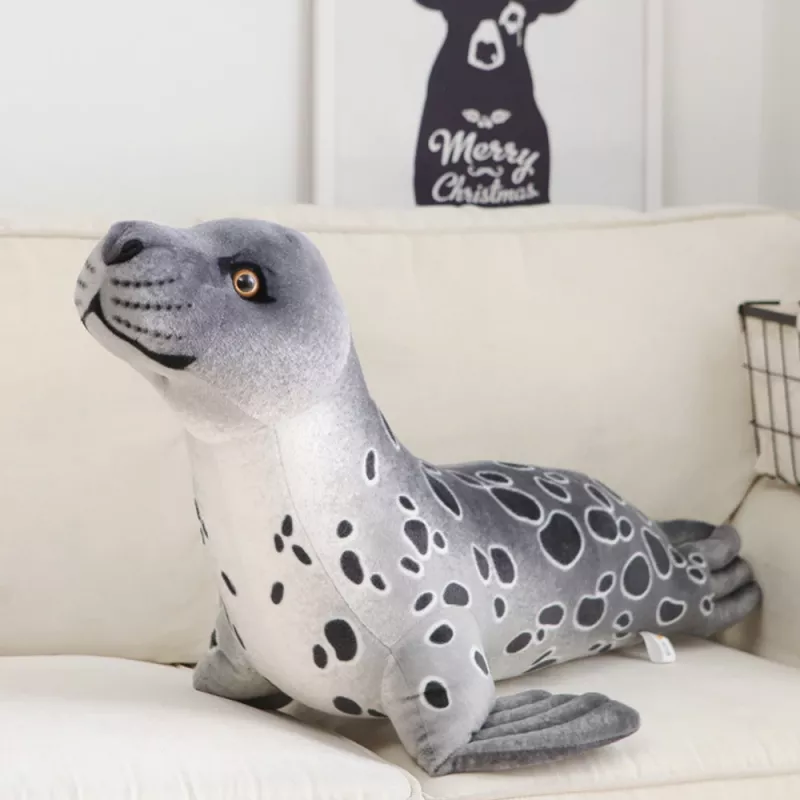 LEAN TOYS Plush Mascot Cuddly Toy Seal Gray 37cm