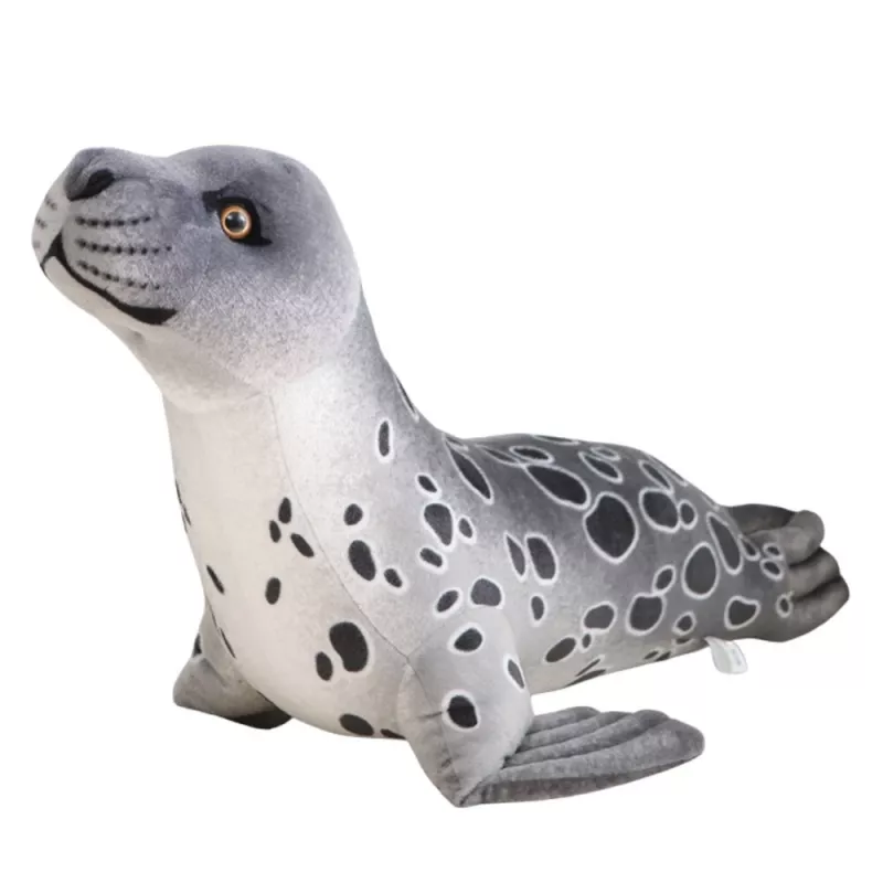 LEAN TOYS Plush Mascot Cuddly Toy Seal Gray 37cm
