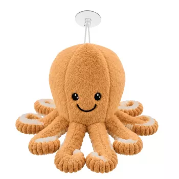 LEAN TOYS Plush Octopus Cuddly Toy with Suction Cup Beige 16 cm