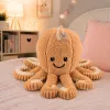 LEAN TOYS Plush Octopus Cuddly Toy with Suction Cup Beige 16 cm