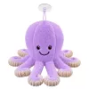 LEAN TOYS Plush Octopus Toy with Suction Cup, Purple, 16 cm