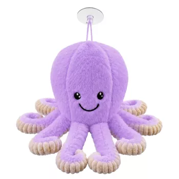 LEAN TOYS Plush Octopus Toy with Suction Cup, Purple, 16 cm