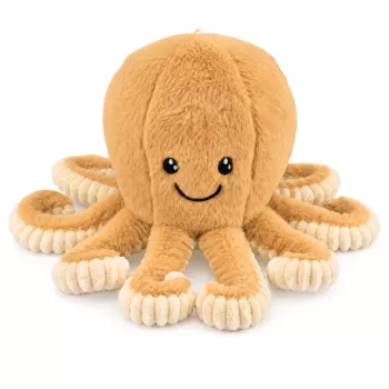 LEAN TOYS Plush Octopus with Elastic Tentacles, Beige 50 cm – Soft Cuddly Toy