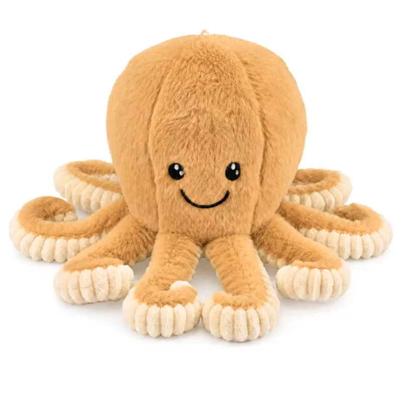 LEAN TOYS Plush Octopus with Elastic Tentacles, Beige 50 cm – Soft Cuddly Toy