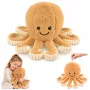 LEAN TOYS Plush Octopus with Elastic Tentacles, Beige 50 cm – Soft Cuddly Toy