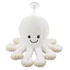 LEAN TOYS Plush Octopus with Suction Cup, White, 16 cm – Soft Marine Life Companion