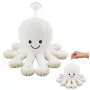 LEAN TOYS Plush Octopus with Suction Cup, White, 16 cm – Soft Marine Life Companion