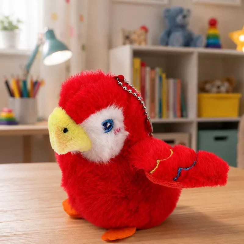 LEAN TOYS Plush Parrot Keychain Red 9 cm
