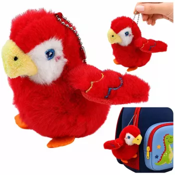 LEAN TOYS Plush Parrot Keychain Red 9 cm
