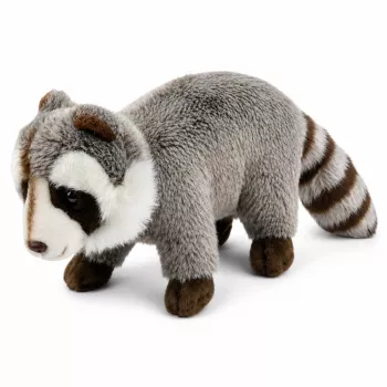 LEAN TOYS Plush Raccoon Mascot – Realistic Cuddly Soft Toy, Grey 45 cm