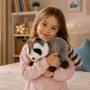 LEAN TOYS Plush Raccoon Mascot – Realistic Cuddly Soft Toy, Grey 45 cm