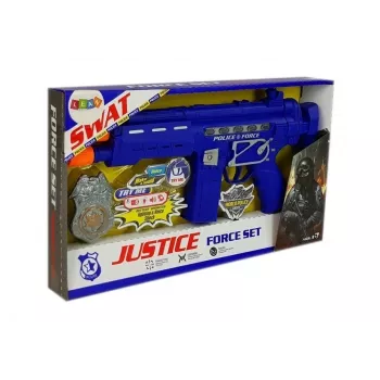 LEAN TOYS Police Gun Set Badge Navy Blue Sound Light Effects 37cm