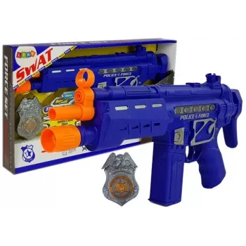 LEAN TOYS Police Gun Set Badge Navy Blue Sound Light Effects 37cm