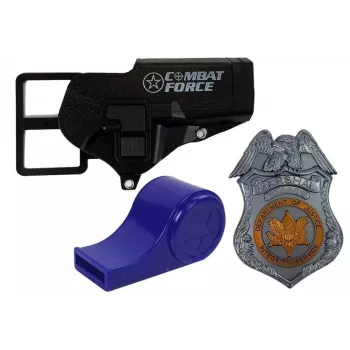 LEAN TOYS Police Kit Revolver 20cm Badge Holster Whistle Sound Light Effects