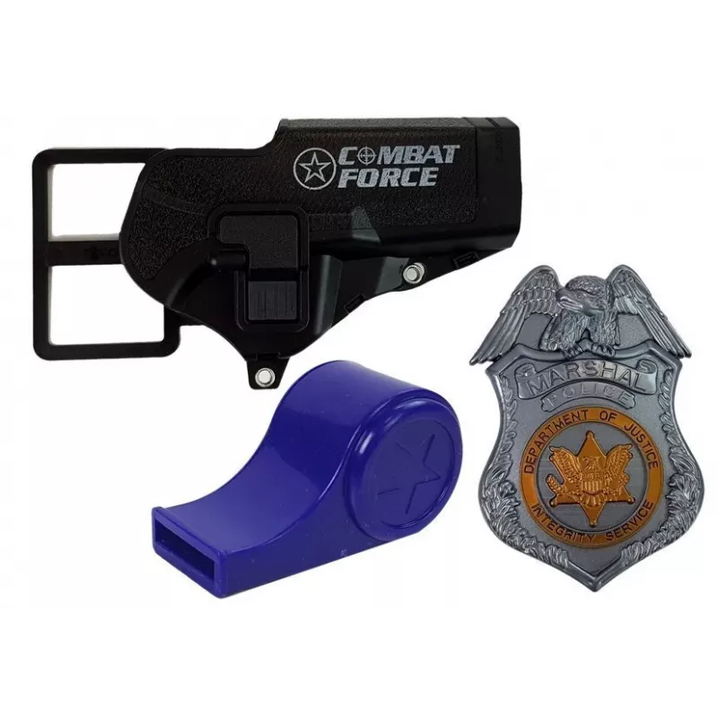 LEAN TOYS Police Kit Revolver 20cm Badge Holster Whistle Sound Light Effects