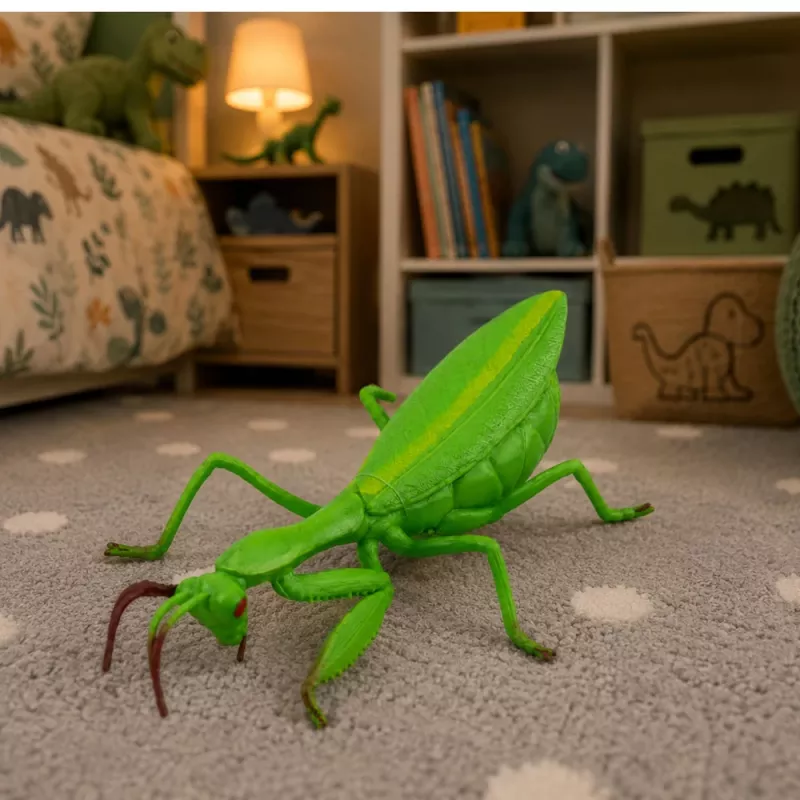 LEAN TOYS Praying Mantis Rubber Figure Stretchable Realistic Green 18 cm