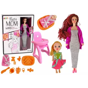 LEAN TOYS Pregnant Baby Doll Long Hair Accessories