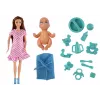 LEAN TOYS Pregnant Mom Baby Doll Pink Dress Accessories