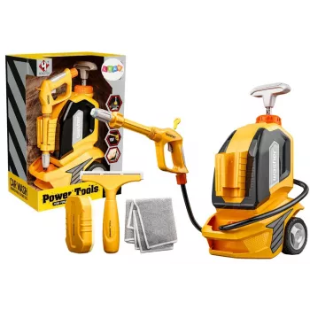LEAN TOYS Pressure Washer for Kids - Toy Cleaning Set with Cloth, Sponge & Squeegee, Manual Pump, 750ml, Ages 3+