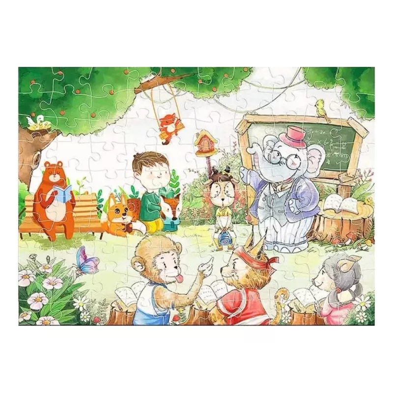 LEAN TOYS Puzzle School for Animals 100 pieces