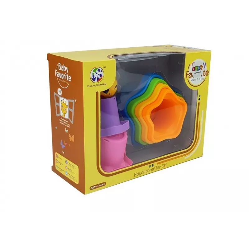 LEAN TOYS Pyramid Cups for Babies Asterisks