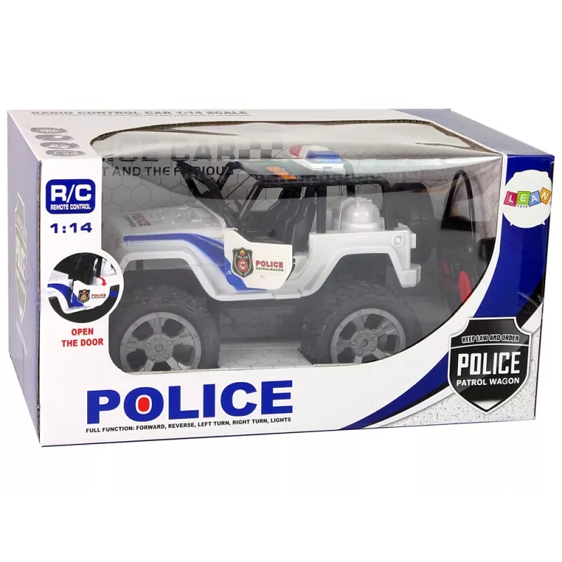 LEAN TOYS R/C Remote Controlled Car JEEP Police Patrol with Opening Doors
