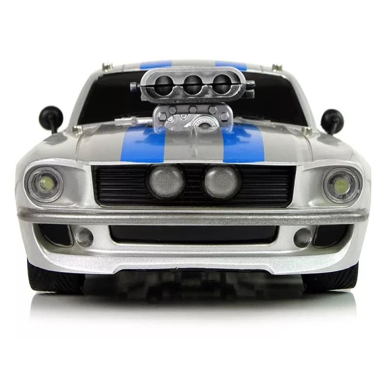 LEAN TOYS R/C Sports Car 1:16 Silver Blue Stripes Pilot