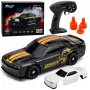 LEAN TOYS RC Drift Sports Car 1:43 4WD with Interchangeable Body, Black