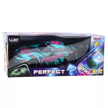 LEAN TOYS RC Racing Car with Illuminated Turquoise Body 1:16 Scale 2.4 GHz Remote Control