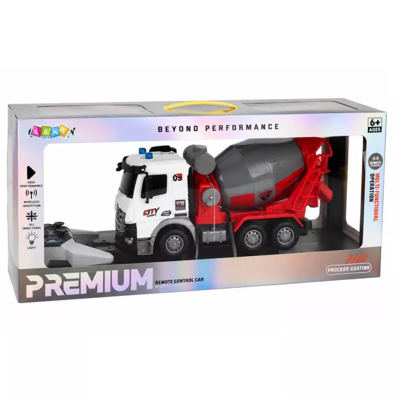 LEAN TOYS RC Remote Controlled Concrete Mixer Truck with Moving Drum and Lights 1:14