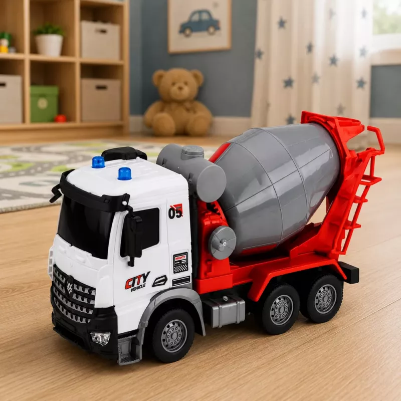 LEAN TOYS RC Remote Controlled Concrete Mixer Truck with Moving Drum and Lights 1:14