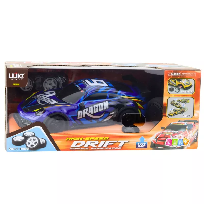 LEAN TOYS RC Sports Car with Illuminated Drift Body, Blue 1:16 4WD 2.4GHz