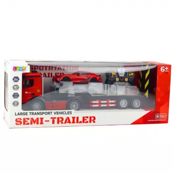 LEAN TOYS 1:16 RC Tow Truck & Sports Car Transporter Set – 2.4GHz Remote Control, Working Ramp, LED Lights, Sounds, Rechargeable