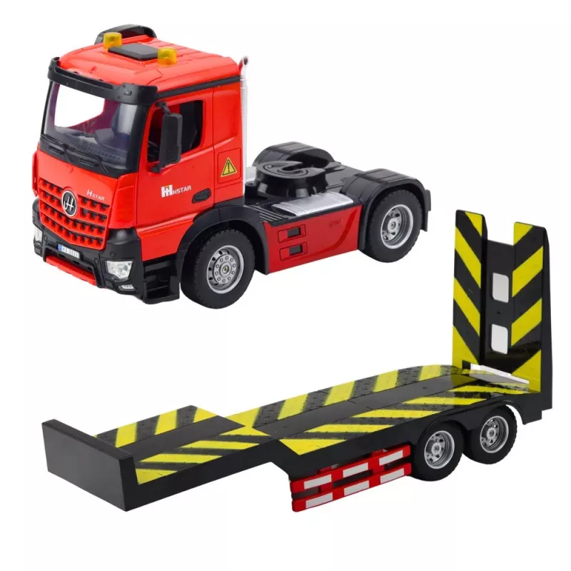 LEAN TOYS 1:16 RC Tow Truck & Sports Car Transporter Set – 2.4GHz Remote Control, Working Ramp, LED Lights, Sounds, Rechargeable