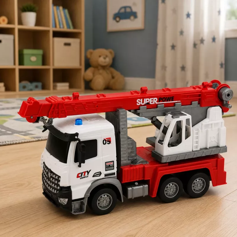 LEAN TOYS Remote Controlled Crane Truck RC Movable Rotating Crane 1:14