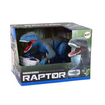 LEAN TOYS Remote-Controlled Dinosaur Velociraptor with Sound and Roaring, Blue