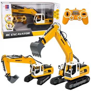 LEAN TOYS Remote Controlled RC Crawler Excavator Lights and Sounds Yellow 1:16