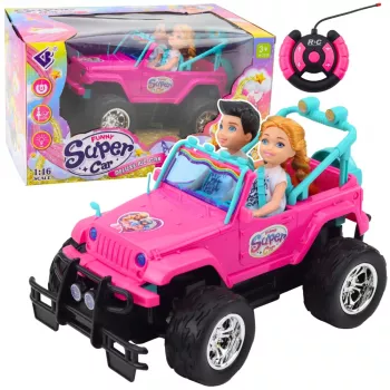LEAN TOYS Remote Controlled RC Off-Road Car with Dolls Pink 1:16