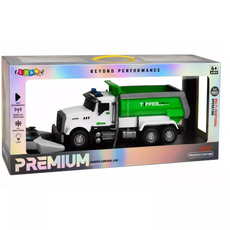 LEAN TOYS Remote Controlled RC Tipper Truck with Movable Box Green 1:14
