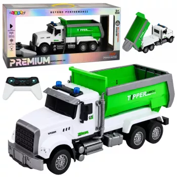 LEAN TOYS Remote Controlled RC Tipper Truck with Movable Box Green 1:14