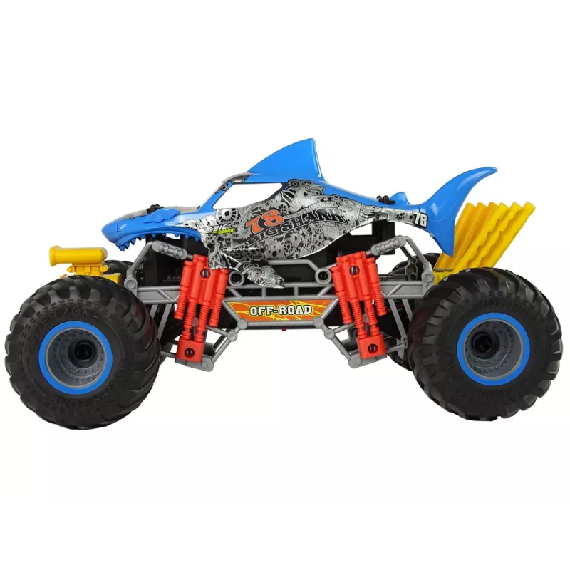 LEAN TOYS Remote Controlled Shark Terrain Car 1:10 2.4G Blue 15 km/h Steam