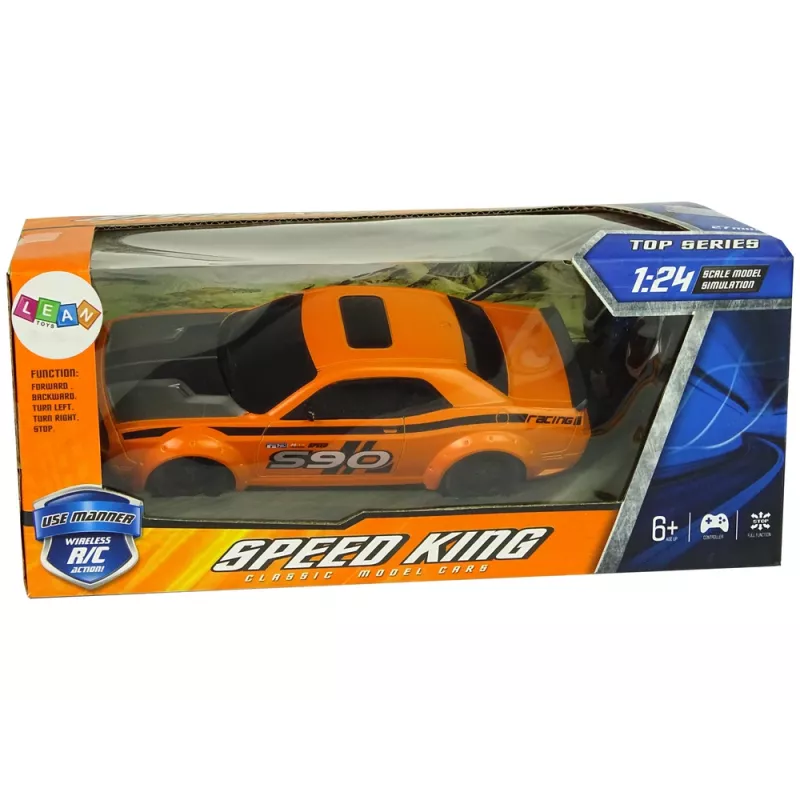 LEAN TOYS Remote Controlled Sports Car 1:24 Racing Orange 27 MHz Pilot