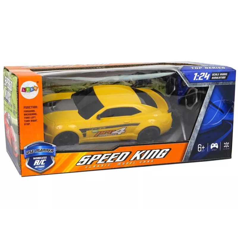 LEAN TOYS Remote Controlled Sports Car 1:24 Racing Yellow Tinted Windows