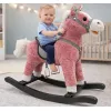 LEAN TOYS Rocking Horse Saddle Feet Rocker Sounds Pink 74 cm