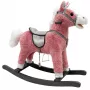 LEAN TOYS Rocking Horse Saddle Feet Rocker Sounds Pink 74 cm