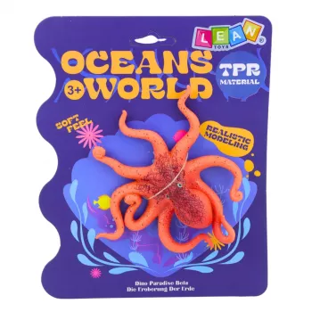 LEAN TOYS Rubber Octopus Figurine Stretchable Realistic Sea Animal 12cm