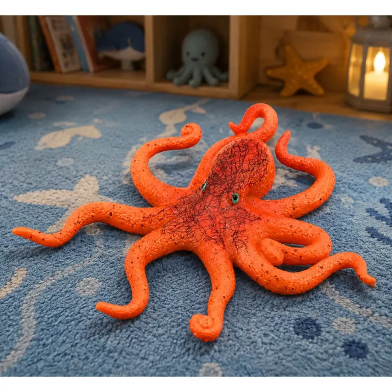 LEAN TOYS Rubber Octopus Figurine Stretchable Realistic Sea Animal 12cm