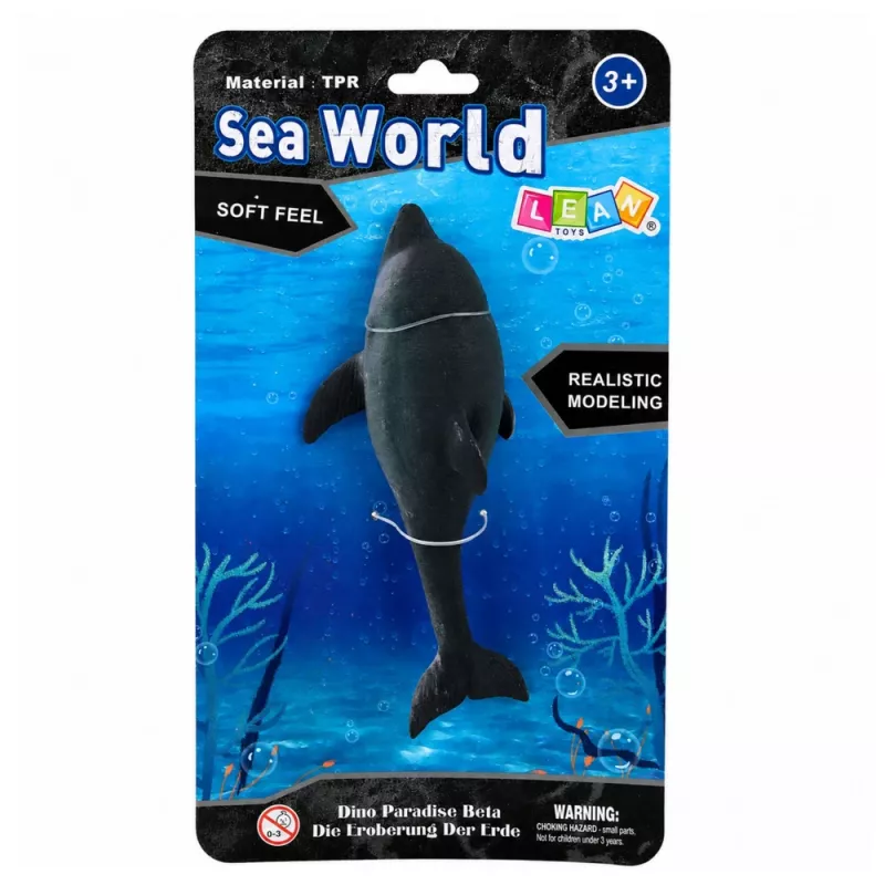 LEAN TOYS Rubber Sea Dolphin Figurine Soft Realistic TPR Dark Gray 17.5 cm