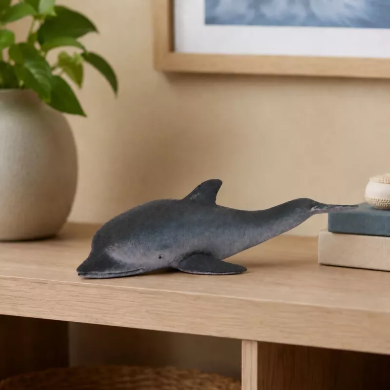 LEAN TOYS Rubber Sea Dolphin Figurine Soft Realistic TPR Dark Gray 17.5 cm